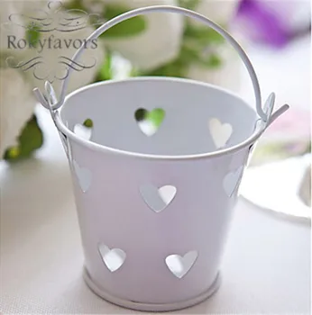 

FREE SHIPPING 480PCS Heart Hollow Out WHITE Tin Pail Favor Boxes Wedding Candy Package Baby Shower Party Decoration Supplies