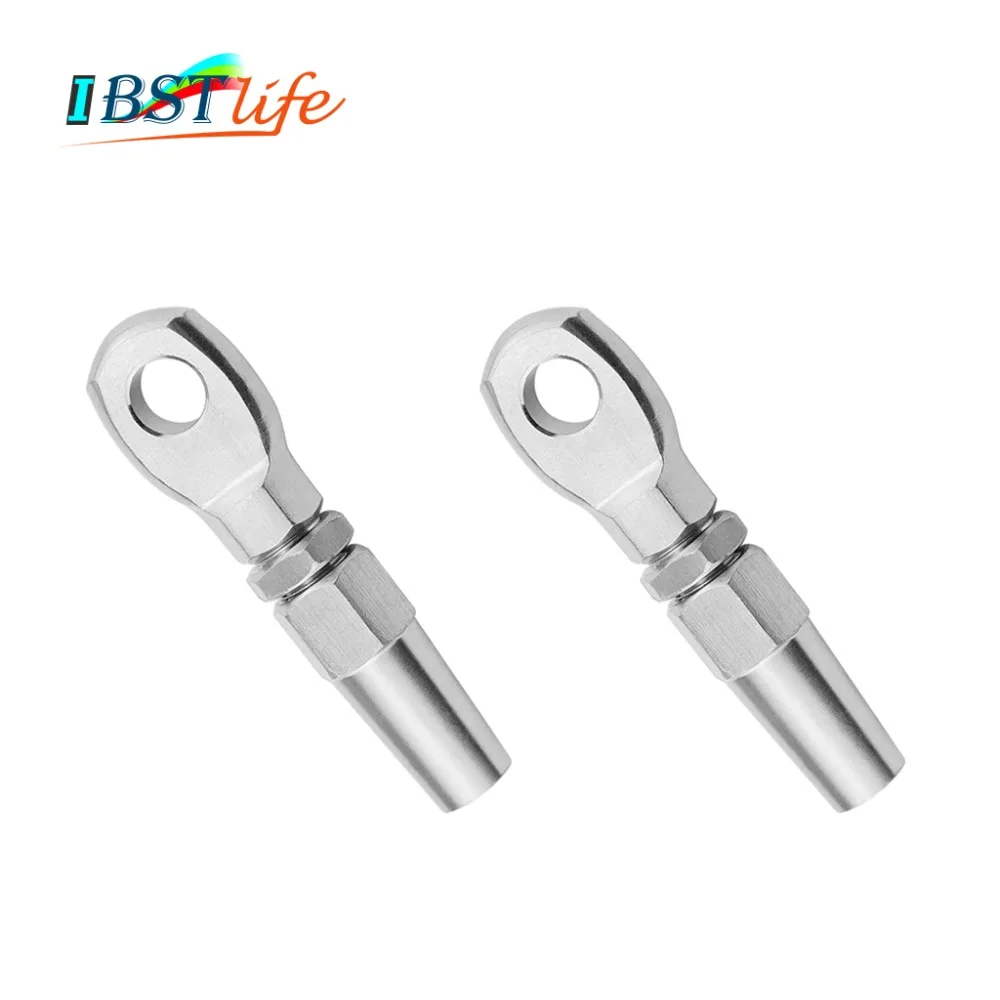 

2PCS Marine Grade 316 Stainless Steel 4mm Swageless Eye Terminal Wire Cable Rope DIY Fitting Rigging Hardware Balustrade kit