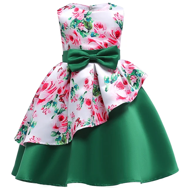 Baby Kids Flower Pretty Birthday Dresses Children Clothing Toddler Wedding Princess Dress Eveving Party Costume Clothes With Bow 4