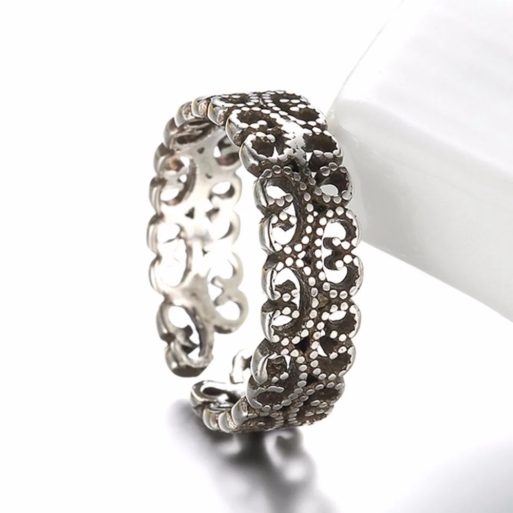 Kinitial 1Pcs 925 Silver Jewelry Lover Heart Round Wedding Rings Women Pair, Engagement Ring Men Jewelry Bijoux Angel Ring