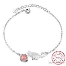 Женский модный браслет с изображением лунного камня, 925 пробы, Серебряное ювелирное изделие, кристалл, милый кот, темперамент, SB119