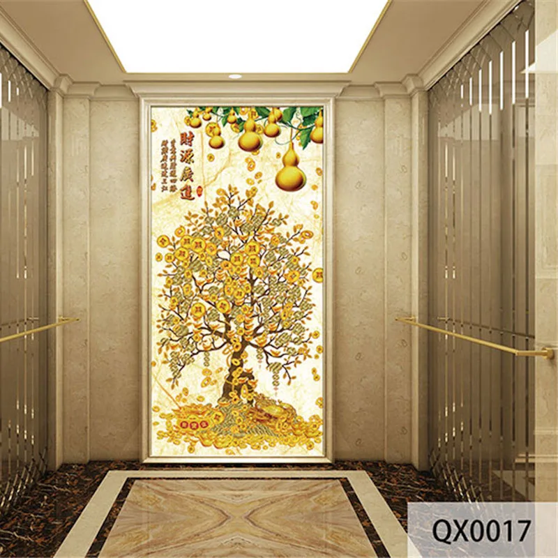 

Custom 3D Fabric Textile Wallcoverings For Walls Cloth Murals Matt Silk Entrance Hallway Corridor Chinese Money Tree Washable