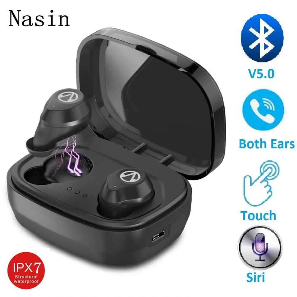 

Nasin X10 Bluetooth 5.0 Earphone True Wireless Headset Touch TWS Earbuds Noise Cancelling Headset With Mic for Xiaomi iPhone