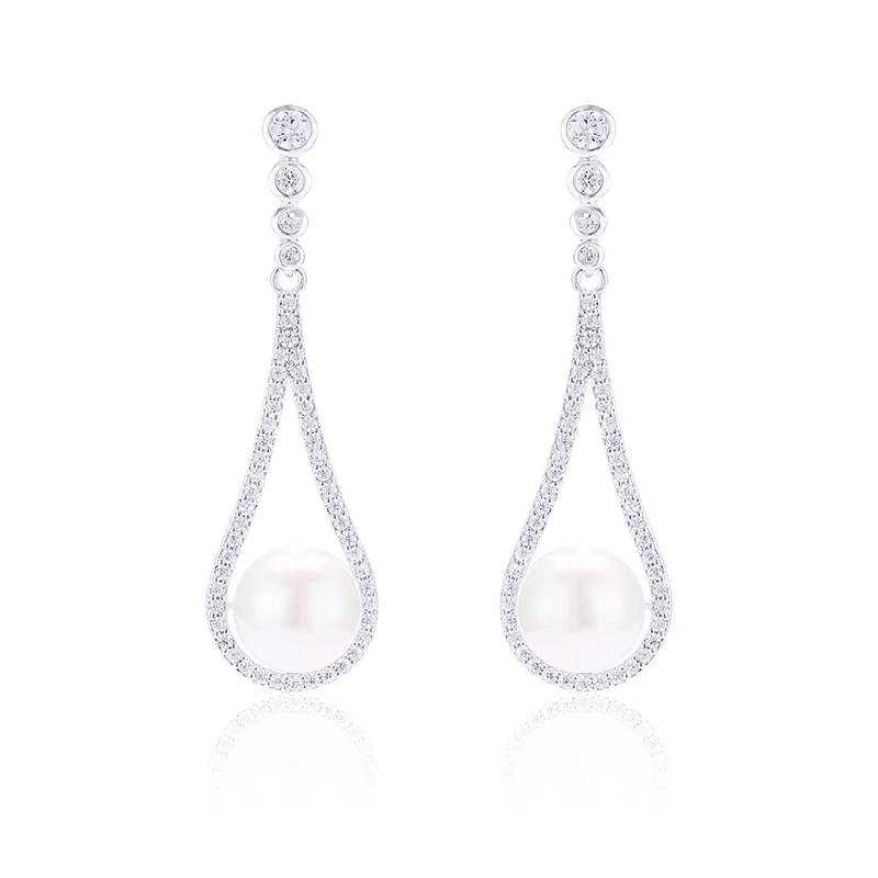 

XIUMEIYIZU Women Elegant Waterdrop Earrings Zircon and Shell Pearl Drop Dangle Earrings Fashionable Jewelry Gift