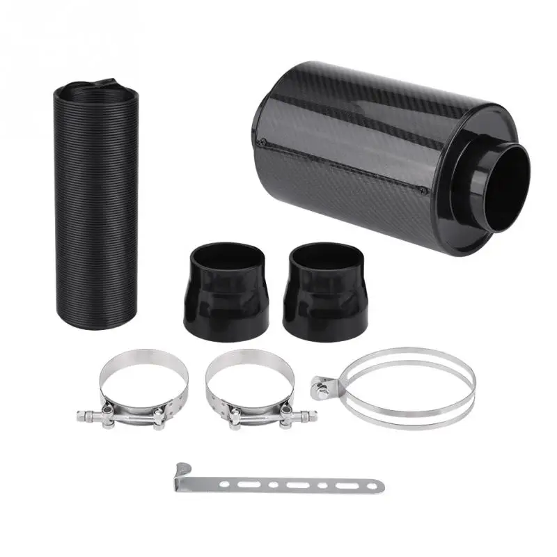 76mm 3/" Universal Carbon Fiber Induction Ram Filter Box Cold Air Intake System h