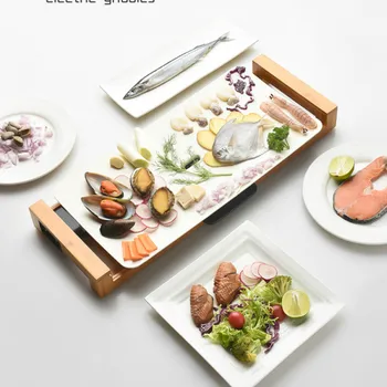 

Ceramic Grill Household Electric Grill Machine Barbecue Pan Electric Baking Pan Smokeless BBQ Iron Plate Grill