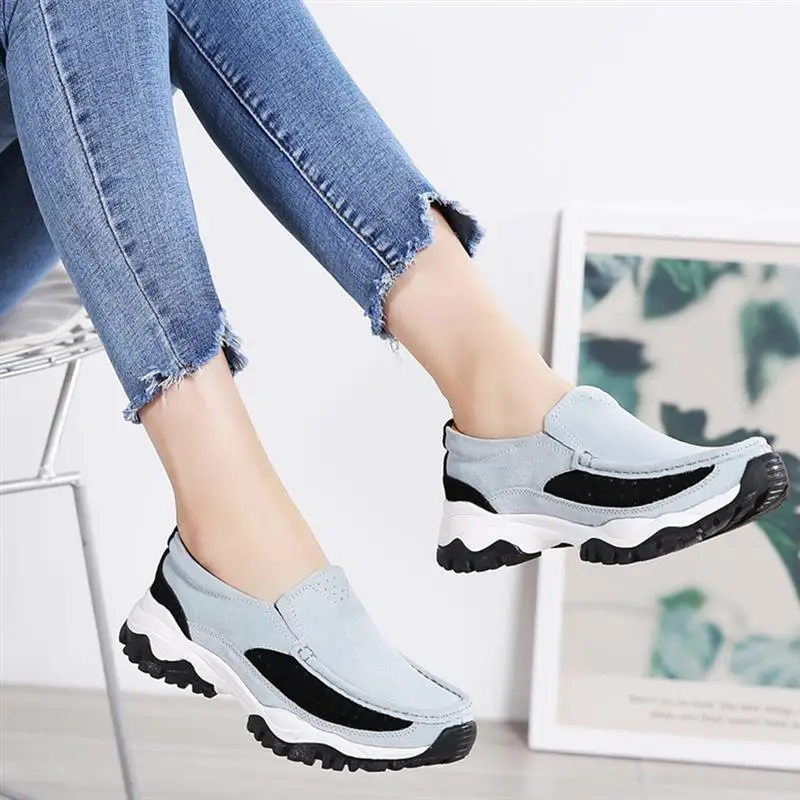 

Women Platform Walking Shoes Female Suede Slip On Shoes Ladies Comfy Loafers Stylish Low Top Ourdoor Sports Shoes