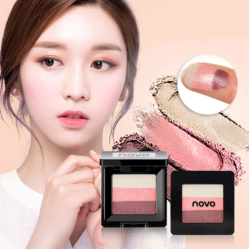 

3 Colors Gradient Eyeshadow Palette Waterproof Long Lasting Wine Red Pumpkin Eyeshadow Powder Sunset Color Eyeshadow