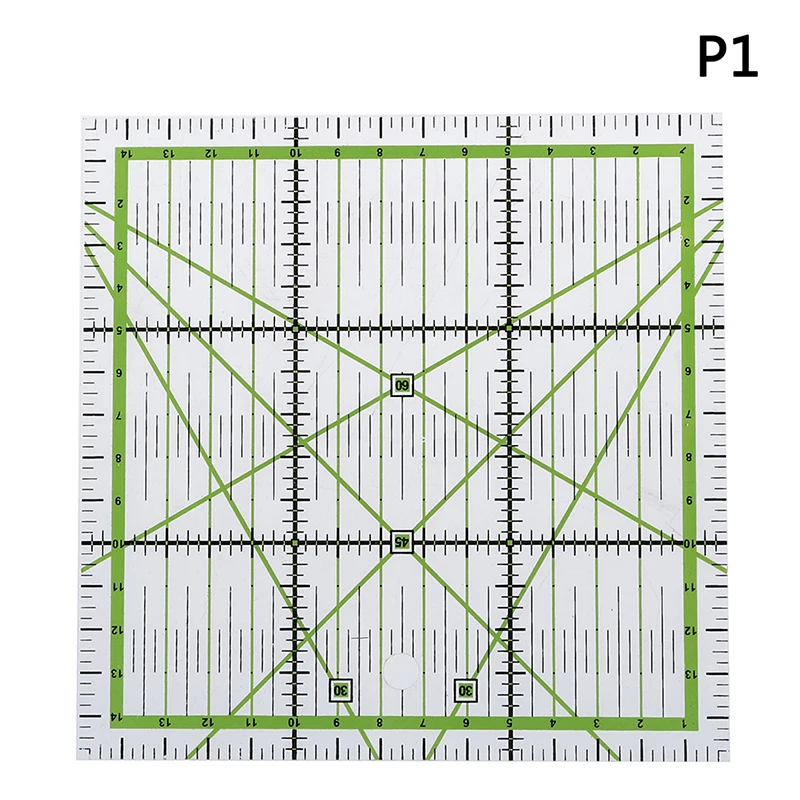 Акриловая многофункциональная линейка для одежды, швейная Лоскутная Ручка для ног, линейка для резки ткани 15x15 см - Цвет: Зеленый