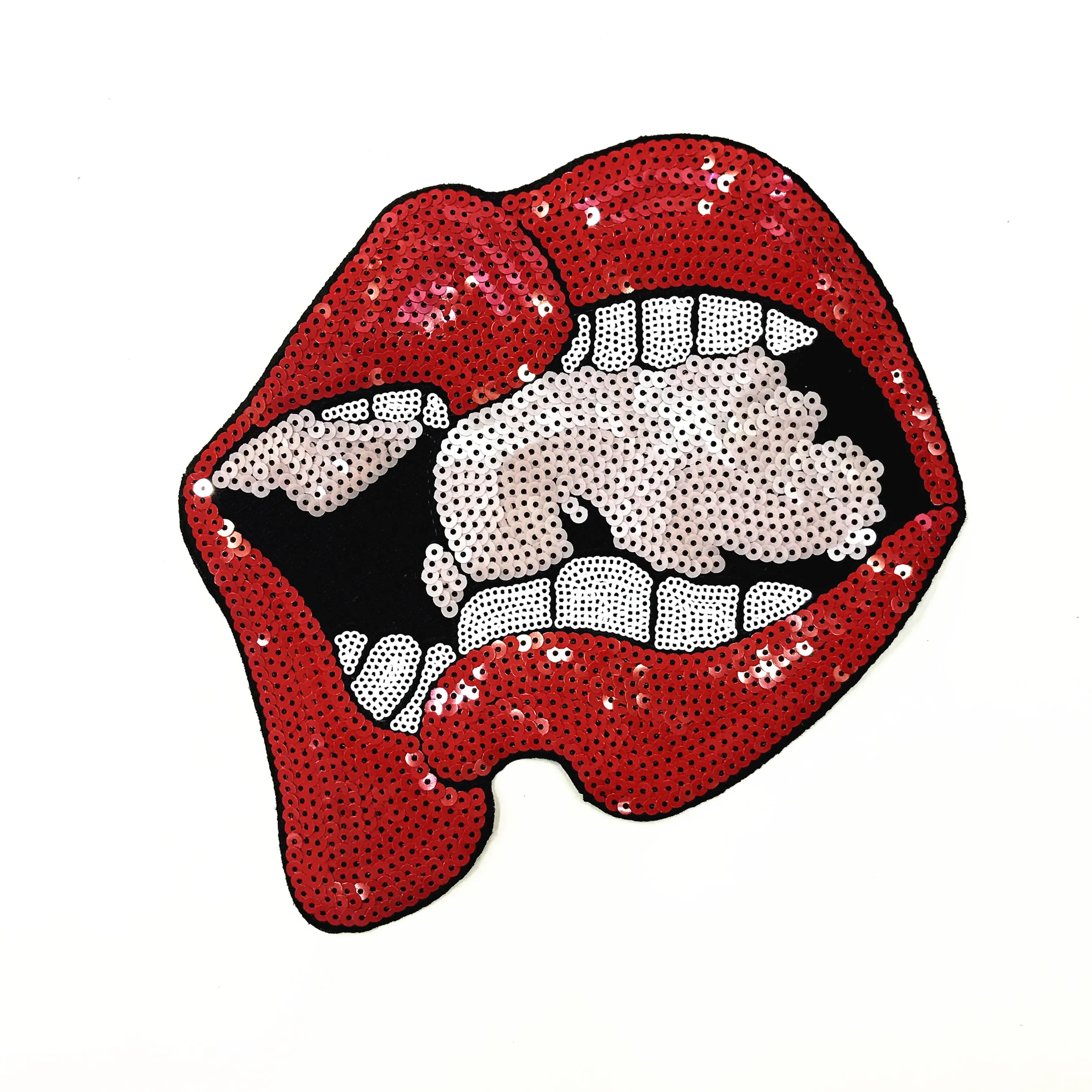 Lips kissing sequins patch embroidered fabric applique clothing bag