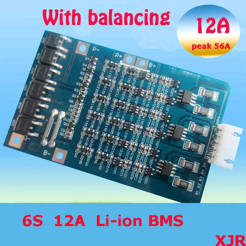 6S 12A 25,2 V lipo литий-полимерная BMS/PCM/PCB плата защиты батареи для 6 пакетов 18650 литий-ионный аккумулятор с балансом