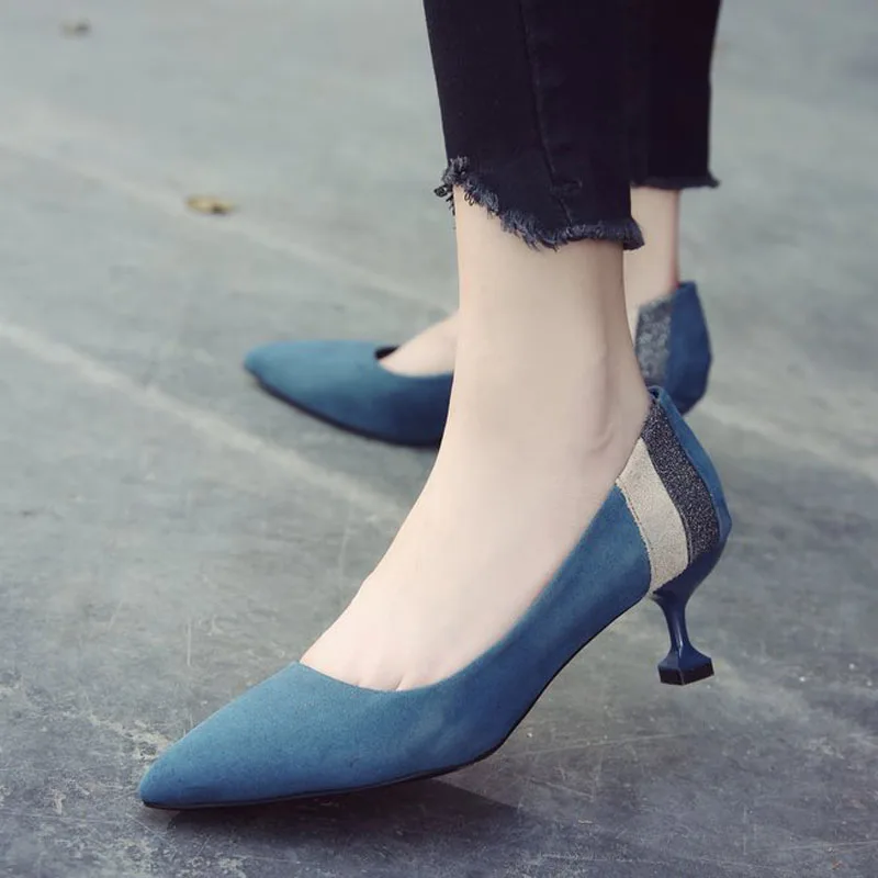 

Women Elegant Pumps Slip-on Pointed Toe Pumps Shallow Thin Heels Rubber Fashion Lady Pumps for Dress WXG605