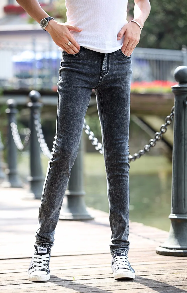 Sokotoo мужские темно-серые тонкие узкие джинсовые штаны повседневные штаны корейские узкие джинсы для мужчин