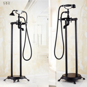 

Bathroom Black Oil Paint Solid Brass Bathtub Shower Set Mixer Valve