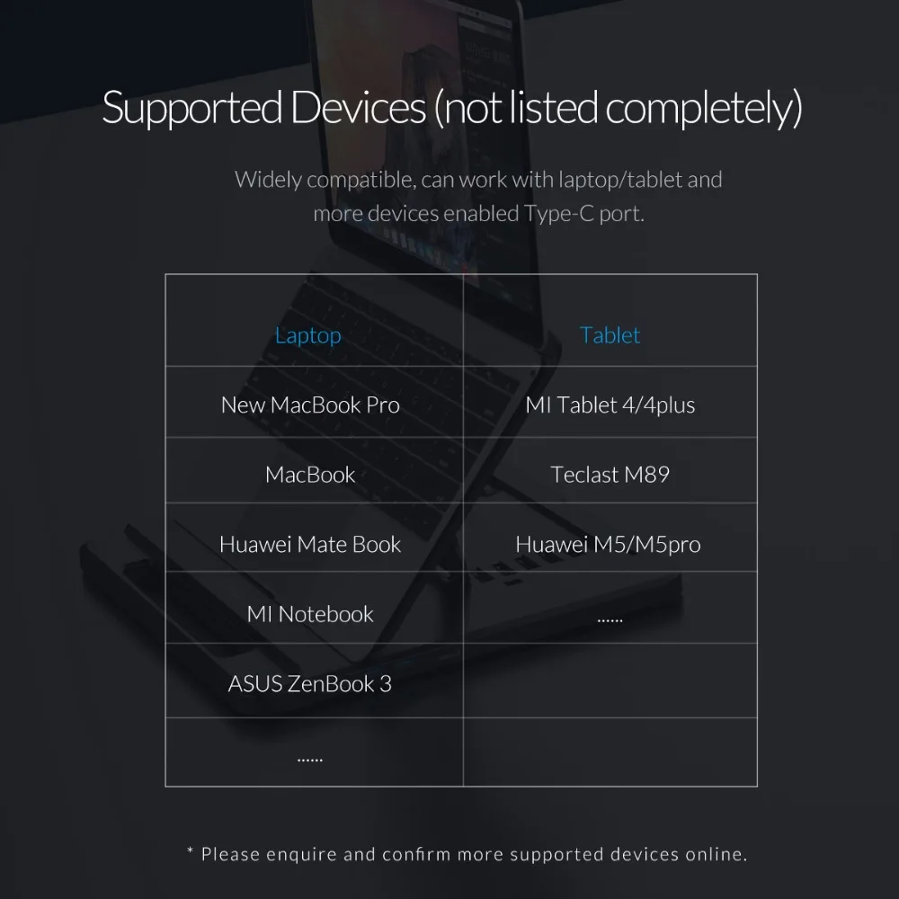 ORICO держатель для ноутбука USB C к HDMI PD 3 0 концентратор SD/TF порты 7 углов Регулируемый