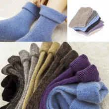 Зимние теплые женские однотонные кашемировые носки, утолщенные толстые теплые шерстяные носки унисекс, женские носки для сна