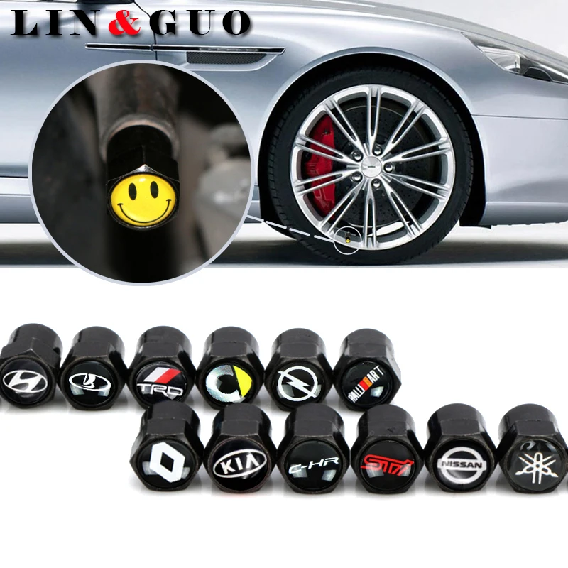 

4pcs Carbon black New Car Badge Wheel Tire Valve Cap Tyre Dust Cap For opel opc alfa lada renault Great Wall car accessories