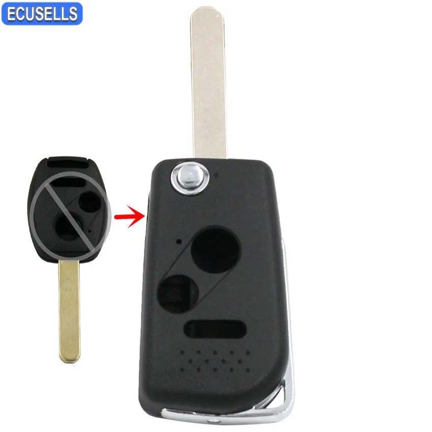 

2+1/3 Button Modified Flip Remote Key Shell Case Folding Smart Car Key Housing for Honda Accord Civic CR-V Pilot Fit Uncut Blade