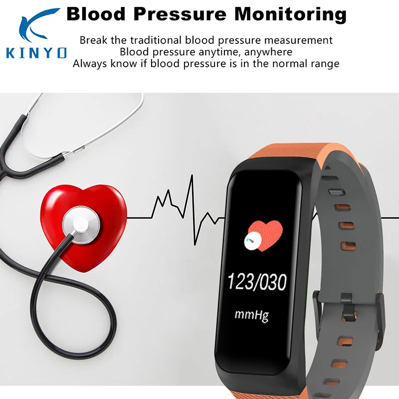Расширенный спортивный смарт-браслет сердечного ритма Bluetooth монитор кровяного давления встроенный сплав цинка покрытие Рисунок