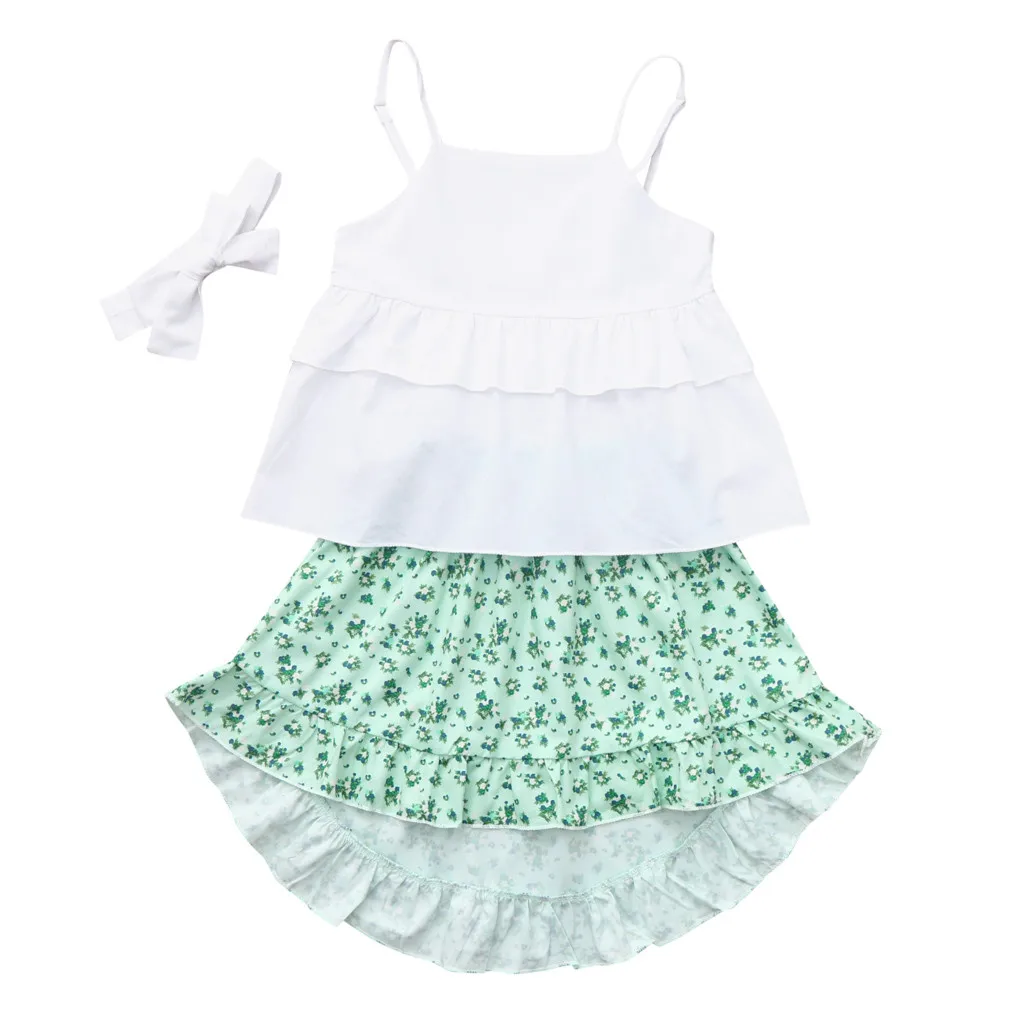 

Children Clothing Set Infant Baby Girls Kids Floral Ruffle Tops T Shirt+Pants+Headband Outfits Set Baby Clothes Newborn
