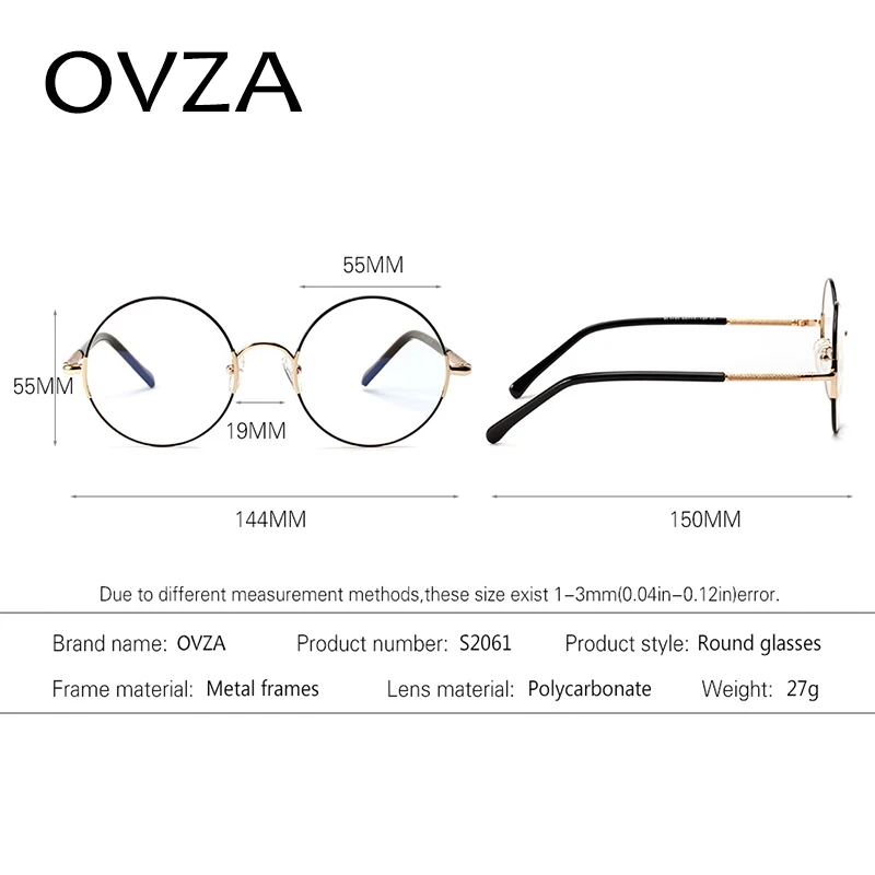 OVZA ретро очки оправа для женщин металлическая большая оптическая оправа мужские модные круглые очки для чтения S2061