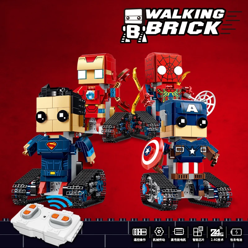 

392PCS Walking Brick Technic Iron Man Building Block Remote Control Smart Robot RC DIY Car 4 stlys Gifts for Children Boys