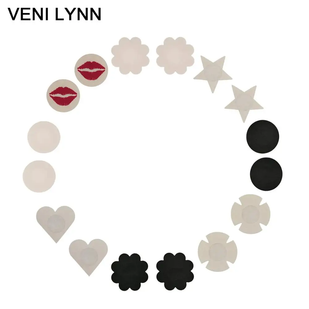 

VENI LYNN 8 Pairs Sexy Nipple Flower Sticker Boobs Disposable Pasties Self Adhesive Stain Round Breast Cover Star