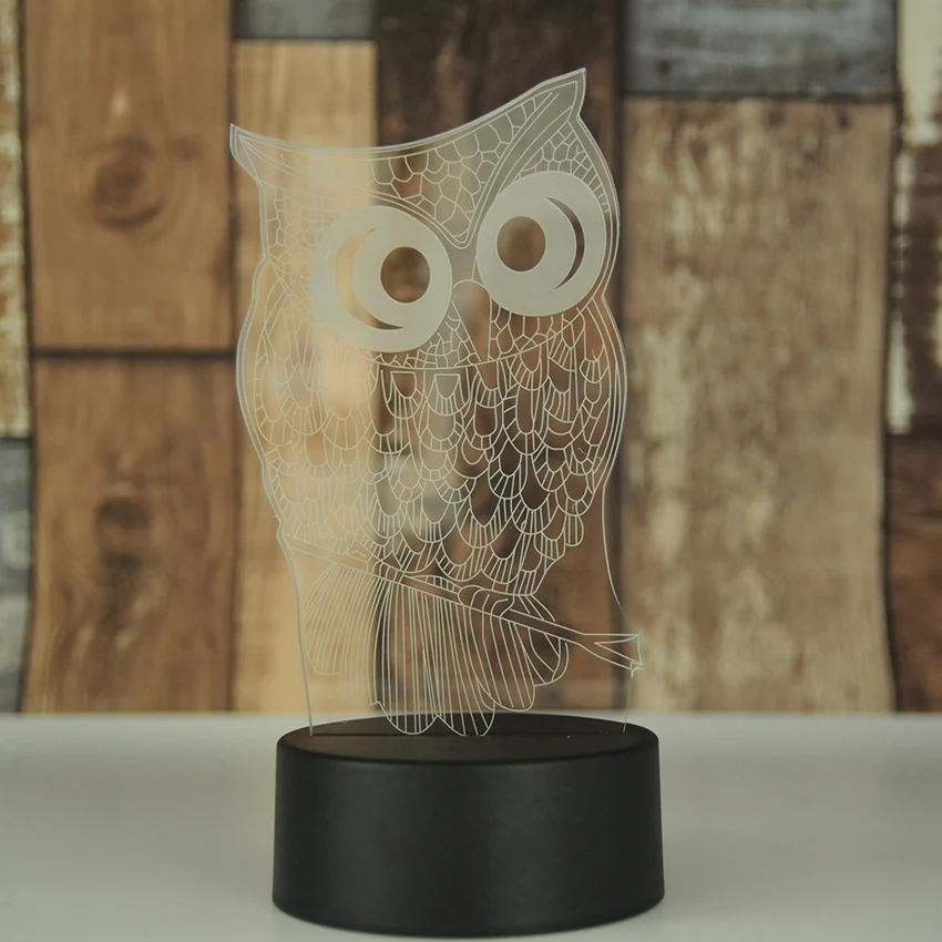 Kawaii животное сова 3D ночник 7 цветов Изменение светодиодный настольная лампа