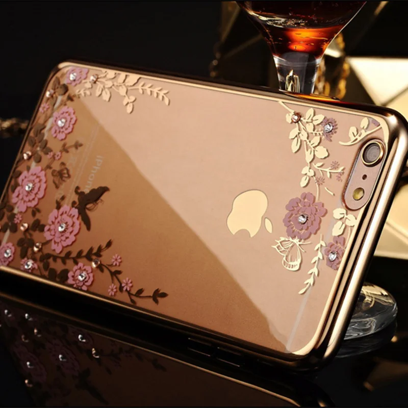 

Case For iphone 4 4S 5 5s SE 6 6s 7 8 Plus Secret Garden Plating Electroplating TPU Phone Back Cover Coque On X 10 SE 7 6s Plus