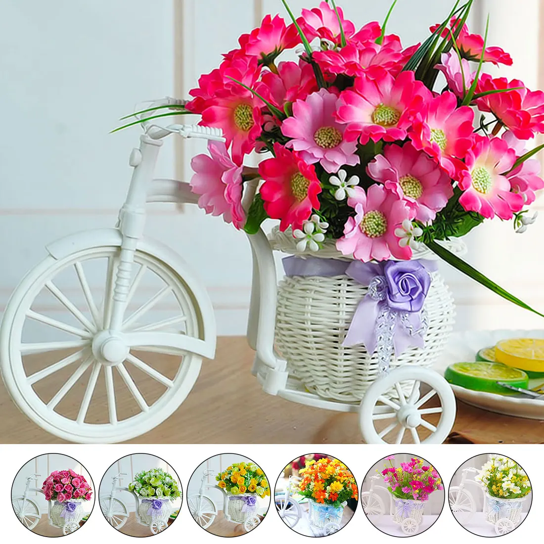 

32 kinds style rattan vase + flowers meters spring scenery rose artificial flower set home decoration party supplies
