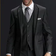 Темно-серый Для мужчин выпускного вечера нормальный Блейзер костюм жениха Смокинги для женихов Бизнес Костюмы(куртка+ Брюки для девочек+ жилет+ галстук) НЕТ: 008