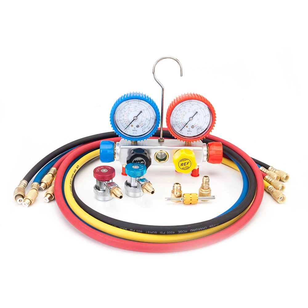 R410 R134 R22 R407C двойной манометры коллектора клапан комплект с черный пластиковый
