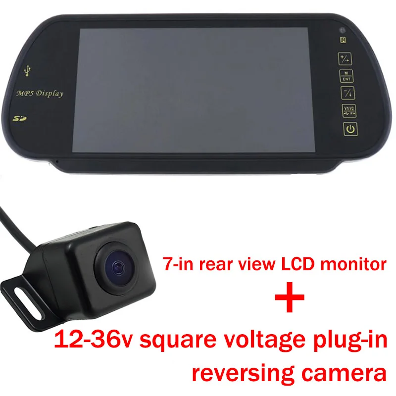 7 дюймов TFT Экран светодиодный Реверсивный Камера краткосрочных Водонепроницаемый Ночное Видение 12-24 В плагин Car монитор 18,5 мм с лампой 360 градусов - Цвет: 12-24V Plug-In