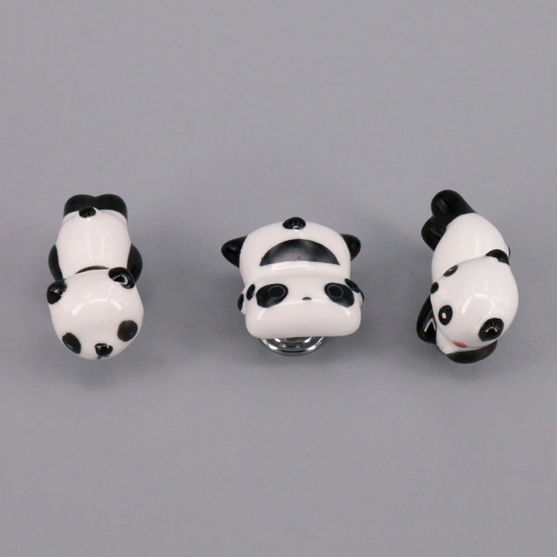1x Children Room Knobs and Handles Cartoon Furniture Handles Ceramic Panda shape Door Knob Kids