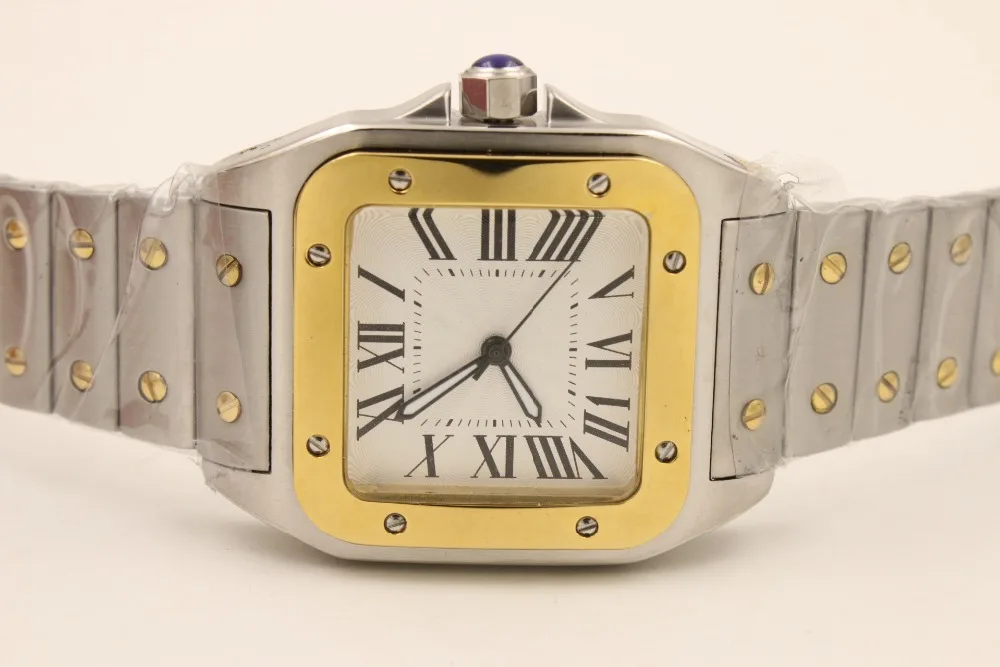 

Luxury Brand New Men's Sapphire 100 XL Stainless Steel Santos Watches Silver White Gold Bezel Automatic Movement 40mm Watch