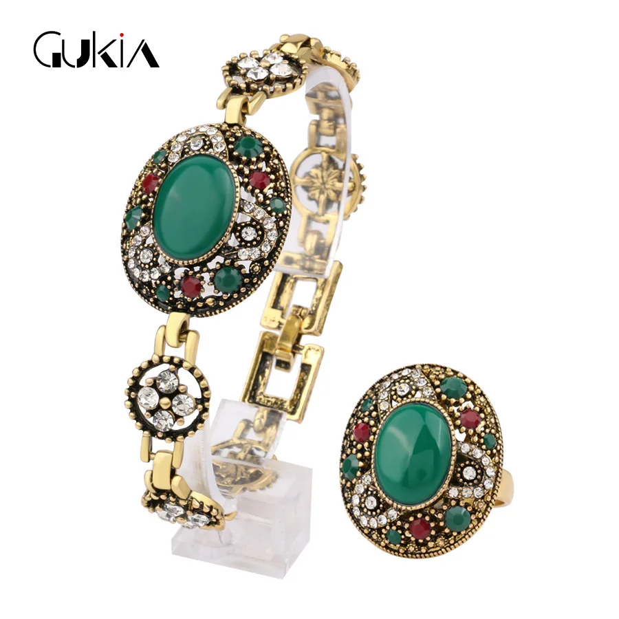 Gukin Brand Turkey Jewelry Sets Stone Bracelets And Rings ...