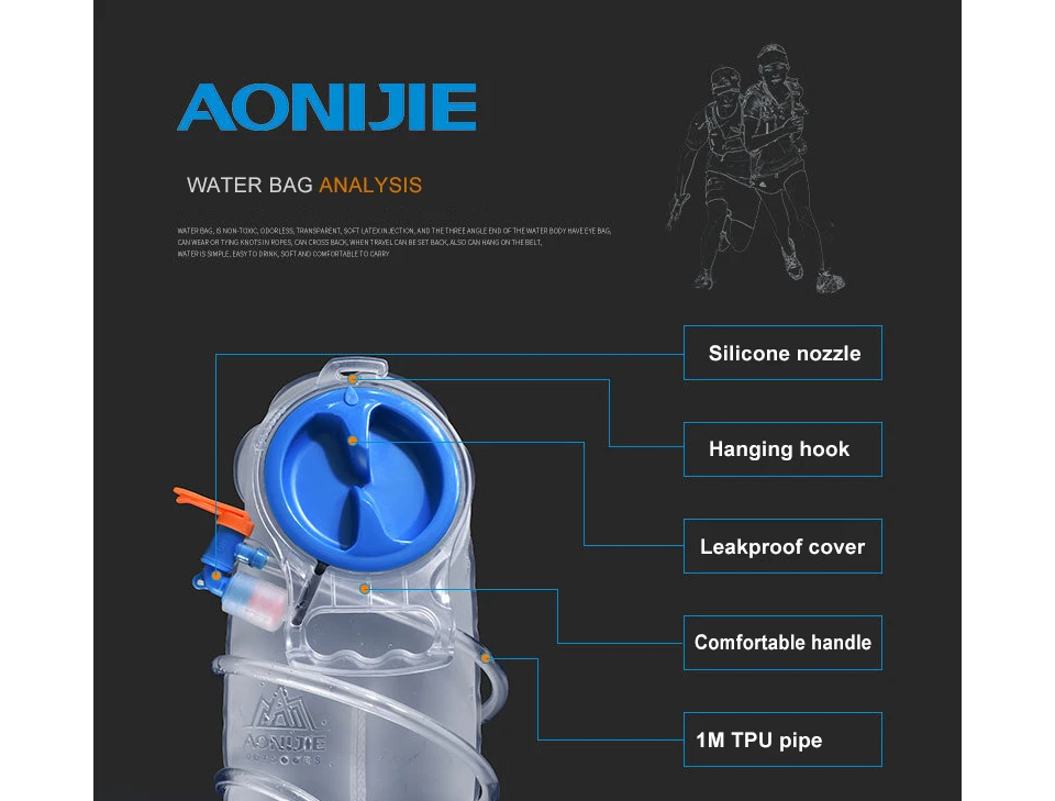 AONIJIE Велоспорт гидратации воды мешок Открытый Спорт рот воды мочевого пузыря мешок Сверхлегкий 2.5L 1.5L