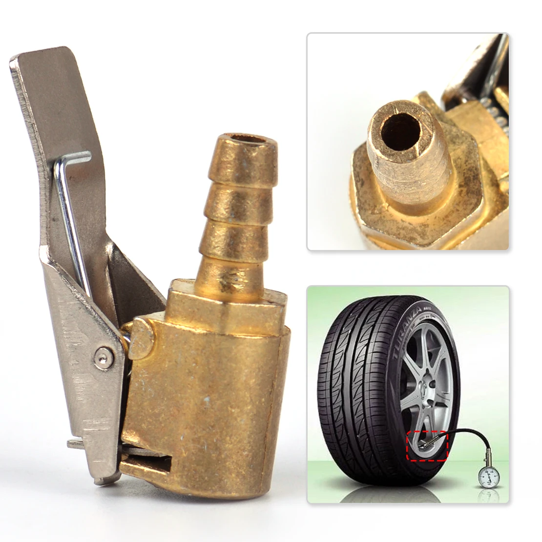 beler Car Tire Zinc Alloy 6mm Inflator Valve Connector Adapter Air Chuck Auto Tyre Wheel for VW Audi Ford Mazda Honda Kia