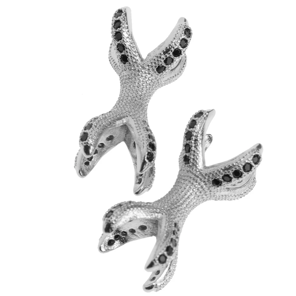 2 Pieces Micro Rhinestone Eagle Claw Bracelet Connector Beads Animal 8 Paw Design Punk Mens DIY Jewelry