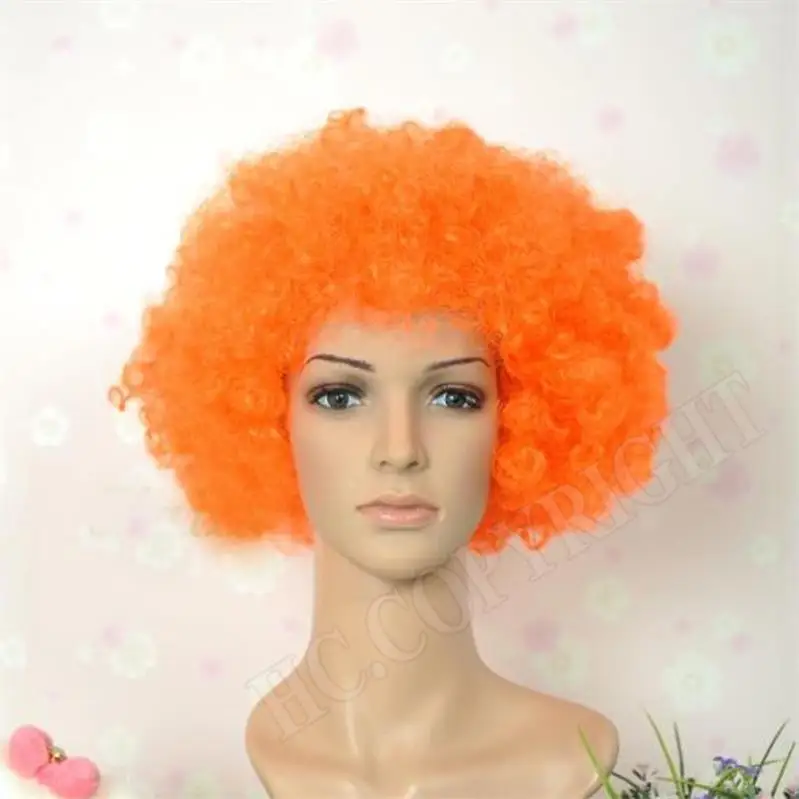 Забавные вечерние парик с большими волосами, диско, радуга, афро-клоун, парик, футбольный веер, Взрослый Детский костюм, костюм для вечеринки - Color: orange