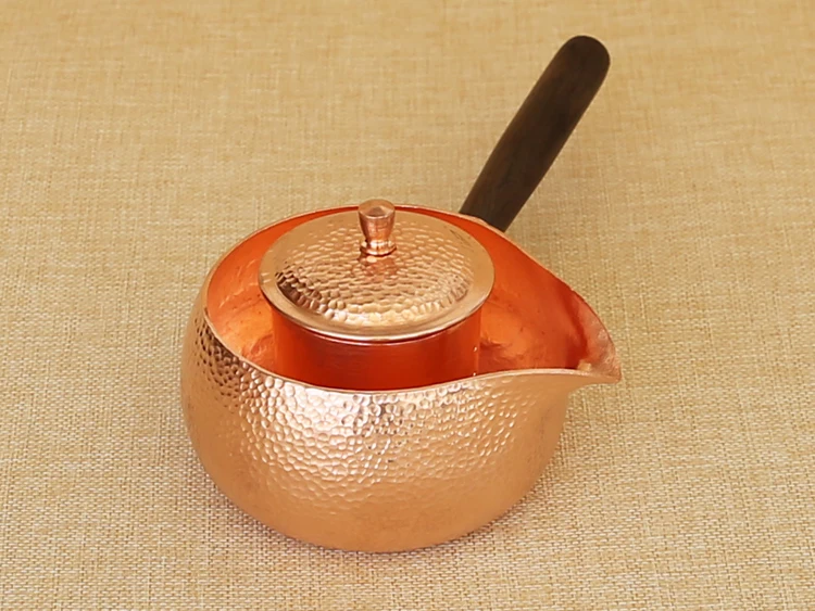 Чистый медный чайник кипящий чайник ручной работы круглый с ручкой высококлассные