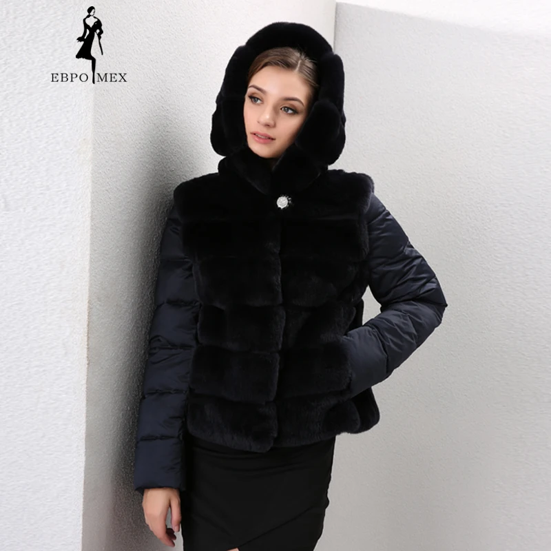 Blue autumn and winter women real fur rex rabbit jacket Fashion style rex rabbit fur coat Down jacket style fur Blue autumn and winter women real fur rex rabbit jacket Fashion style rex rabbit fur coat Down jacket style fur