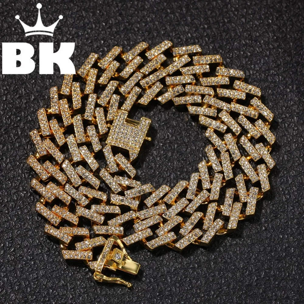 

Mens Hip Hop Gold Color Iced Out Crystal Miami Cuban Chain Gold Silver 16inch to 24inch Necklace HOT SELLING THE HIP HOP KING