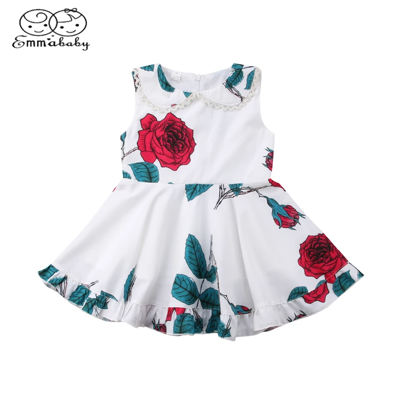 

Emmbabay Newborn Kids Baby Girls Princess Sleeveless Mini Dress Collar Flower Party Lace Neck Dress Sundress 6M-5T