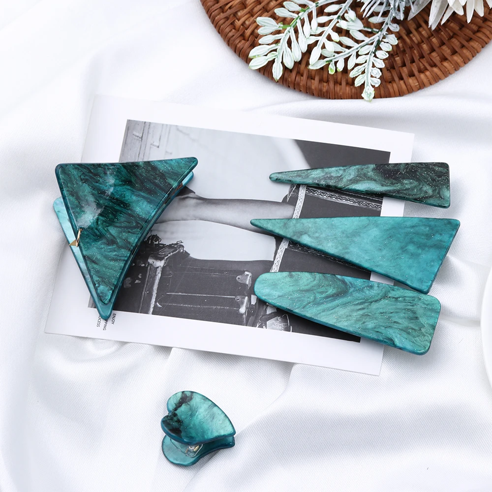

HOOH New Japanese Women Acetate Colorful Geometric Girls Barrettes Elegant Hair Clips Lady Metal Hairpins Women Hair Accessories
