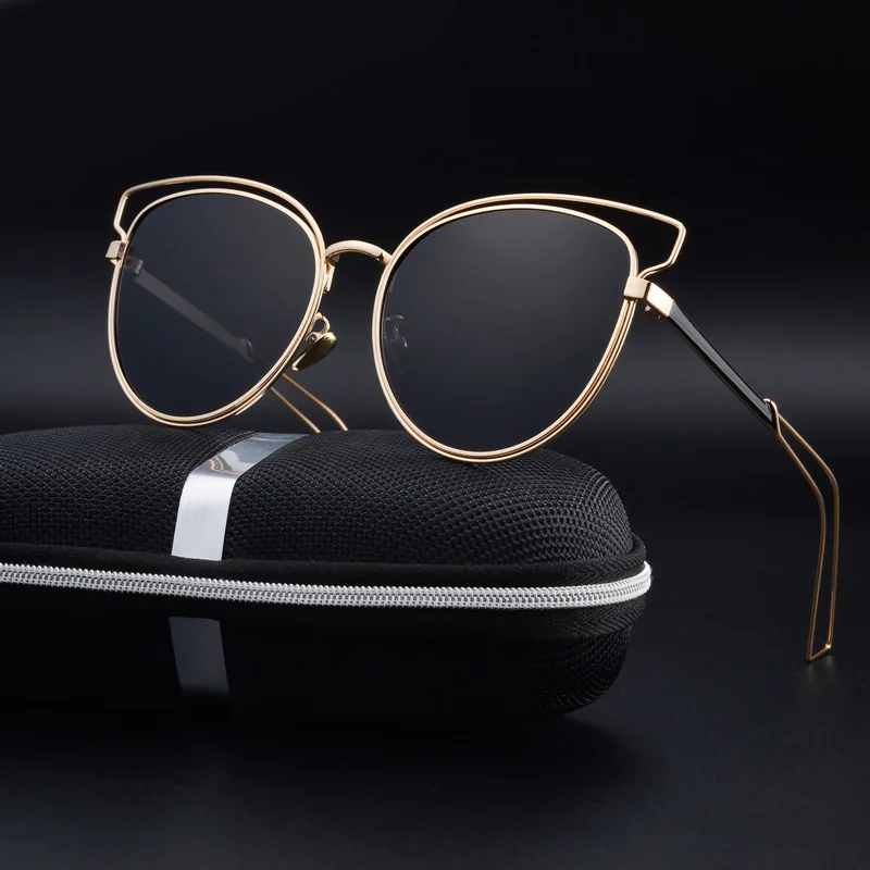 

Fashion Cat Eye Sun glasses for Women Metal Classic Brand Designer Sunglasses Vintage Brand Designer Round Polarized lens UV400