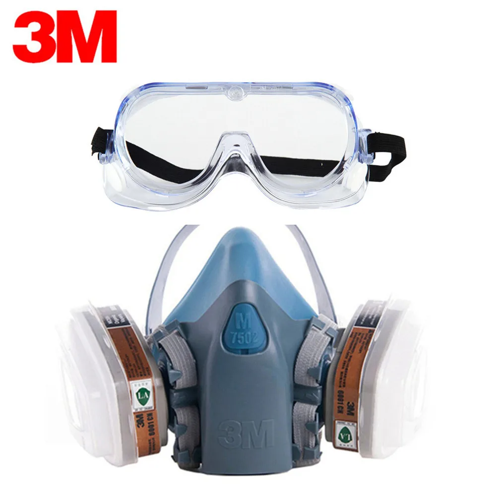 3M 7502+1621AF Anti Dust Gas Mask Respirator 9 In 1 Silicone Anti-dust Organic Vapor Benzene PM2.5 Multi-purpose Protection Set 3M 7502+1621AF Anti Dust Gas Mask Respirator 9 In 1 Silicone Anti-dust Organic Vapor Benzene PM2.5 Multi-purpose Protection Set