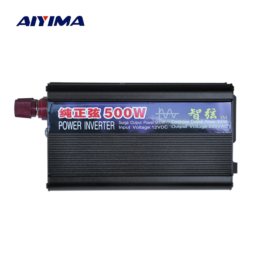 baratas AIYIMA DC12V 1 pcs 500 w Pure Sine Wave Power Inverter 24 v Para AC220V Casa Conversor de Potência Do Carro