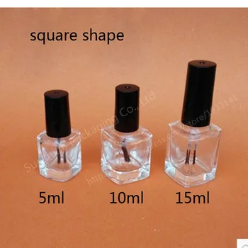 

500pcs 15ml Empty Nail Polish Bottle with Brush Inside Square Shaped Clear Nail Polish Container Bottles Tube