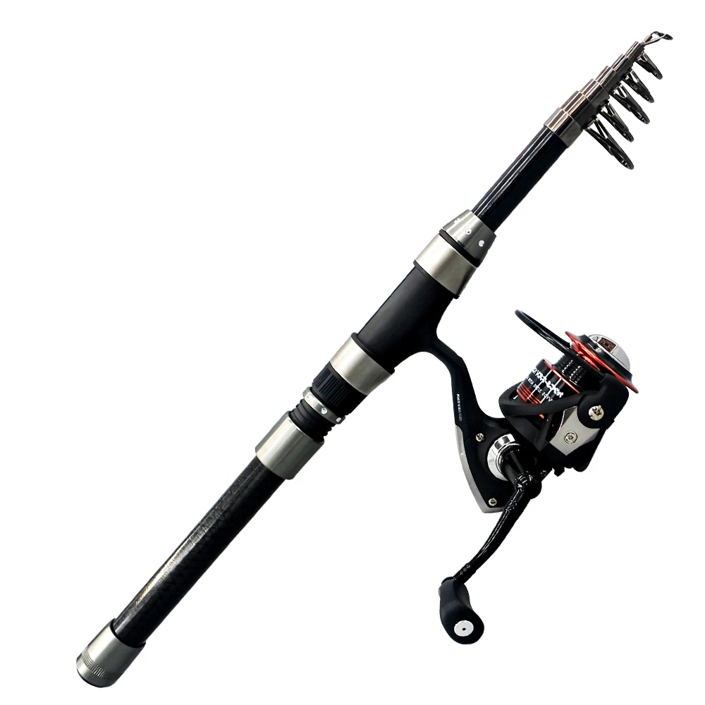 Honoreal المحمولة السفر الكربون تلسكوبي الصيد رود بكرة إغراء كومبو يشبع عدة الغزل بكرة قضيب خط